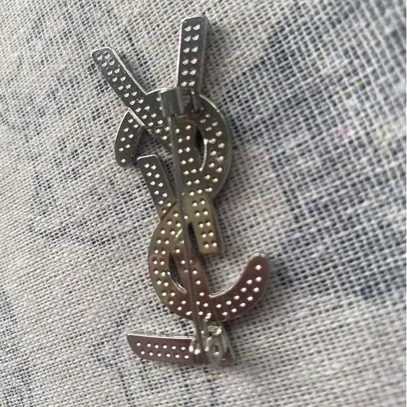 Ysl Silver Crystal Brooch - Picture 3 of 4